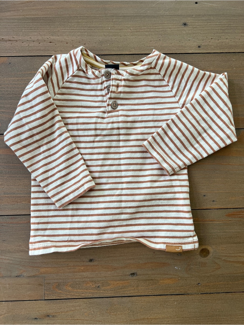 Babyface Cotton Striped Long-Sleeve Henley Top - 12M